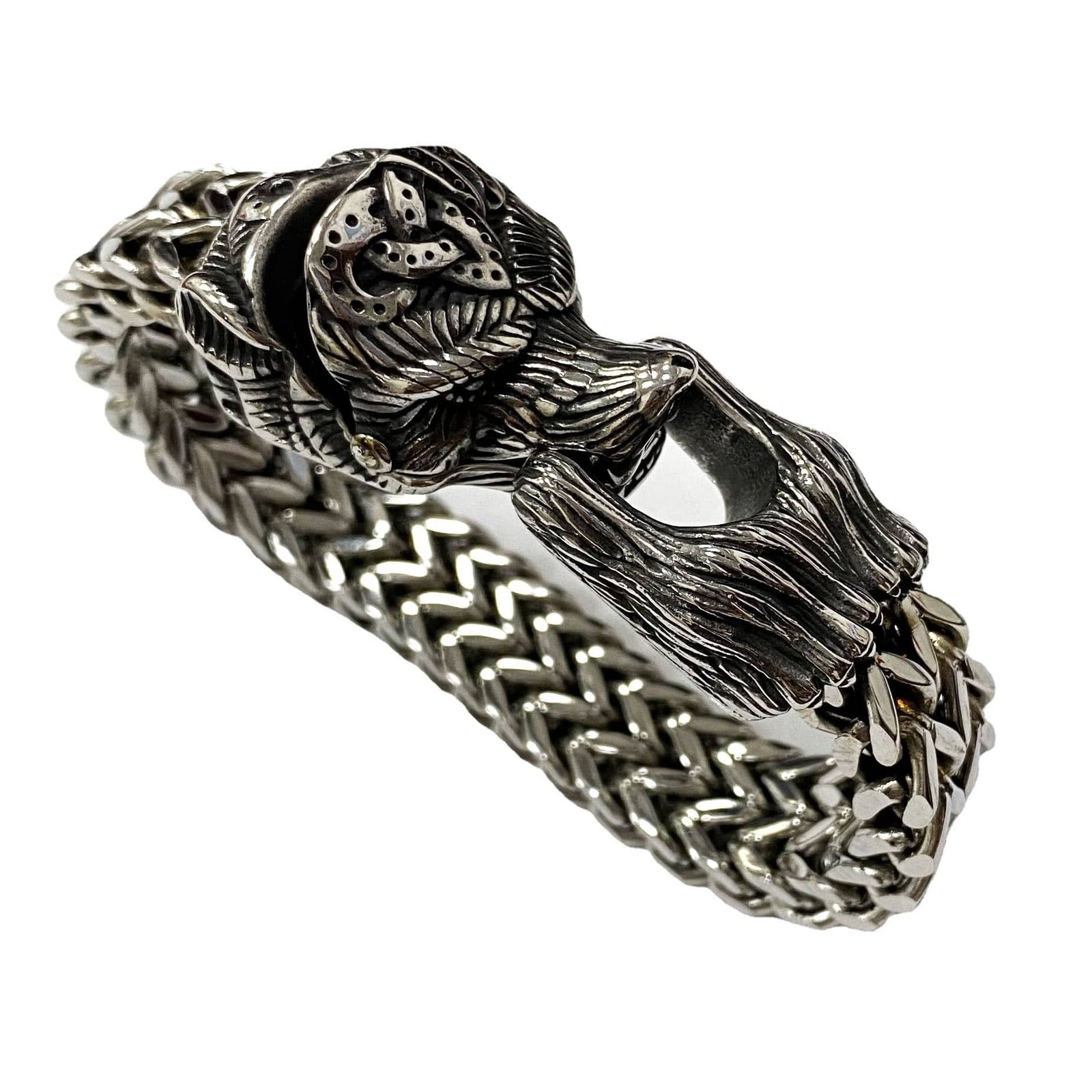 Bague viking runes en argent vieilli maille robuste