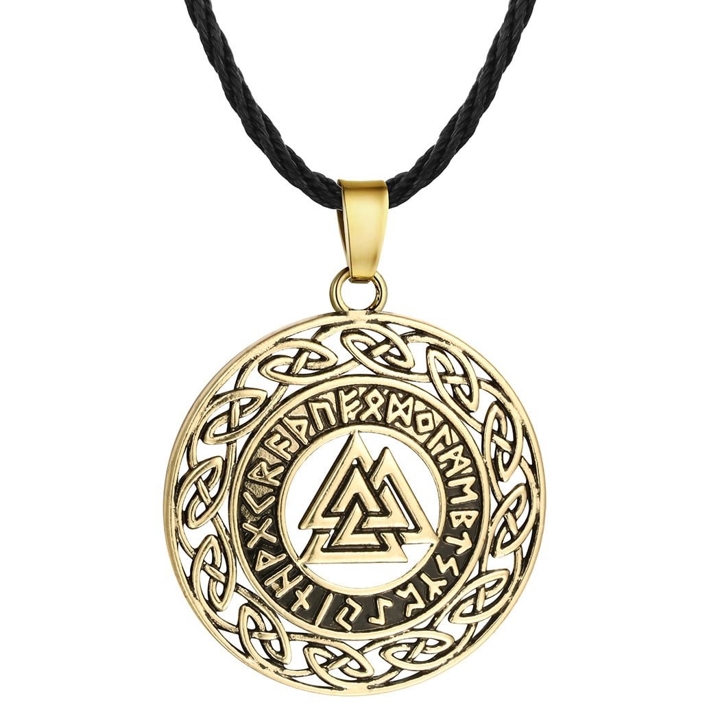 Pendentif viking triskel en alliage avec zircon couleur or