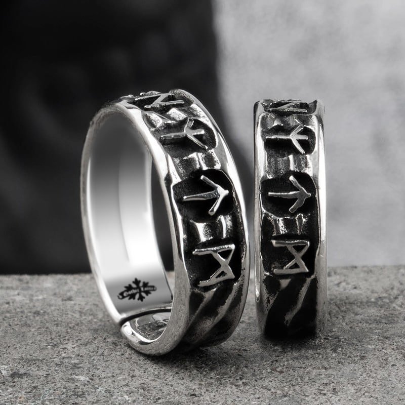 Bague Viking Runes motif celtique