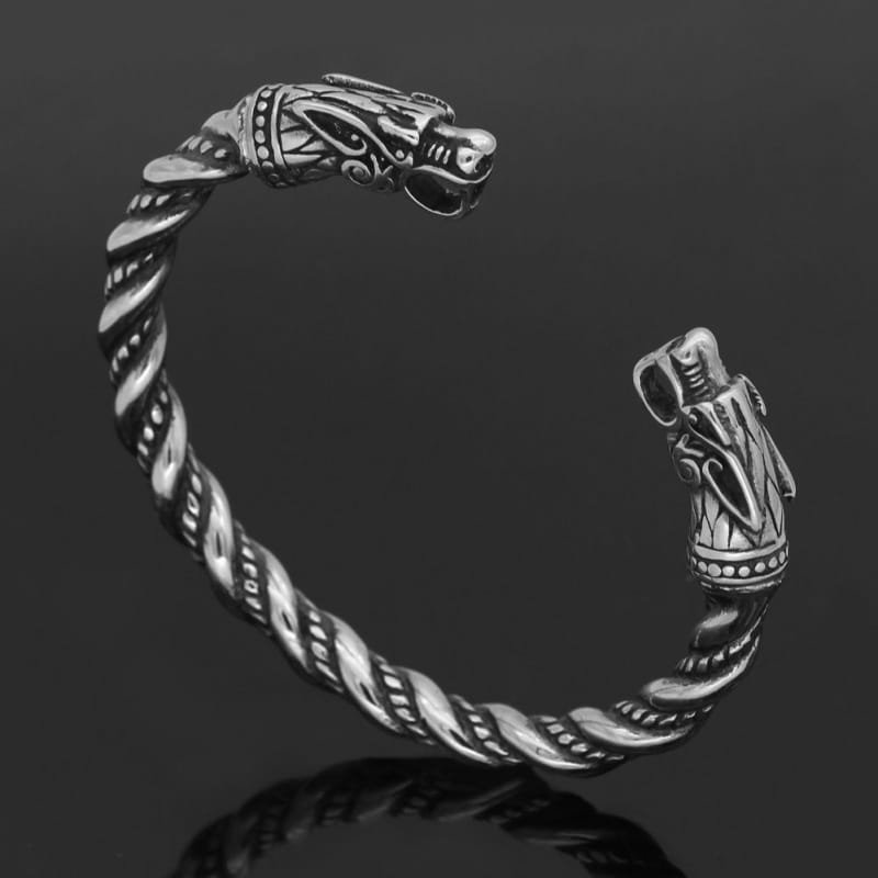 Bracelet Viking Tête de Dragon argenté