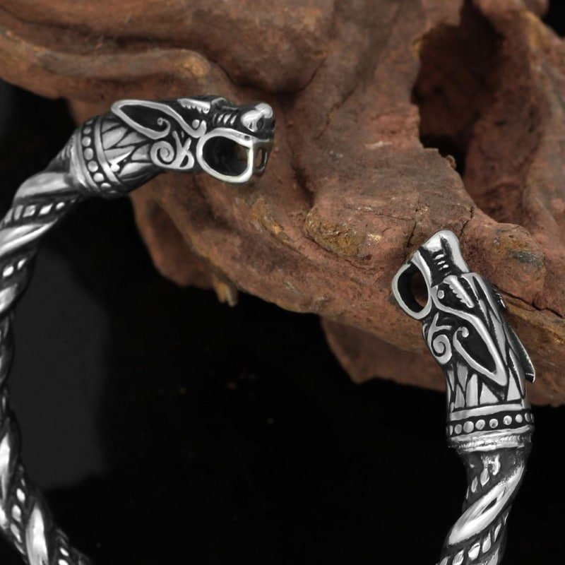 Bracelet Viking Tête de Dragon acier robuste