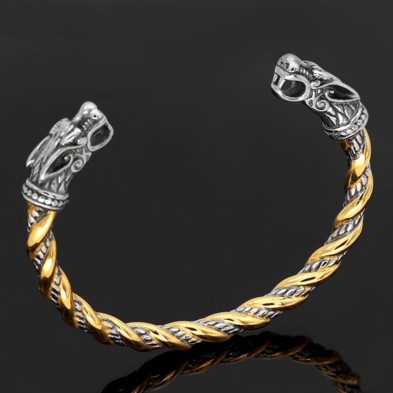 Bracelet Viking Tête de Dragon or