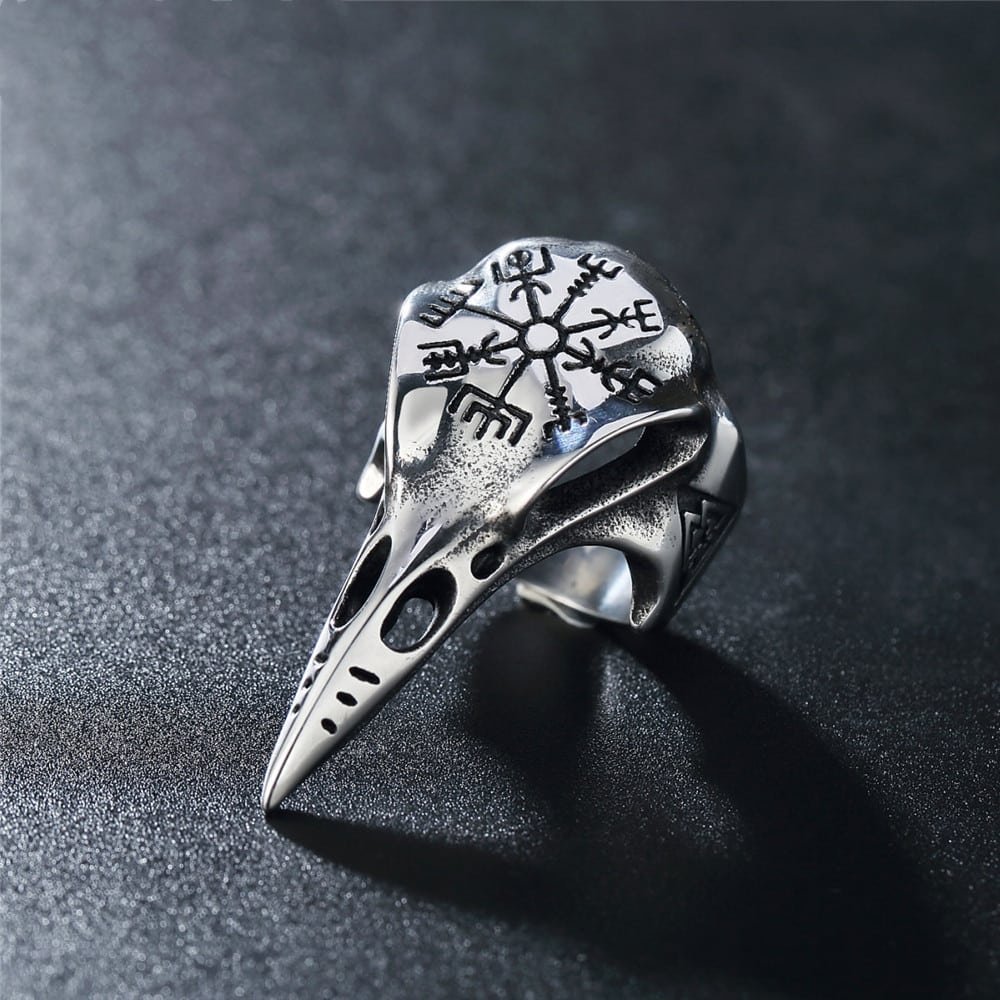 Bague viking en acier inoxydable avec motif tribal