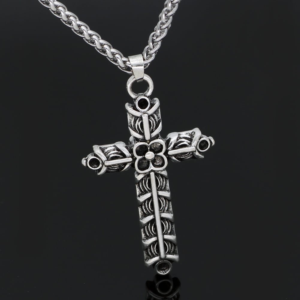 Pendentif Croix Viking Vieillie argenté