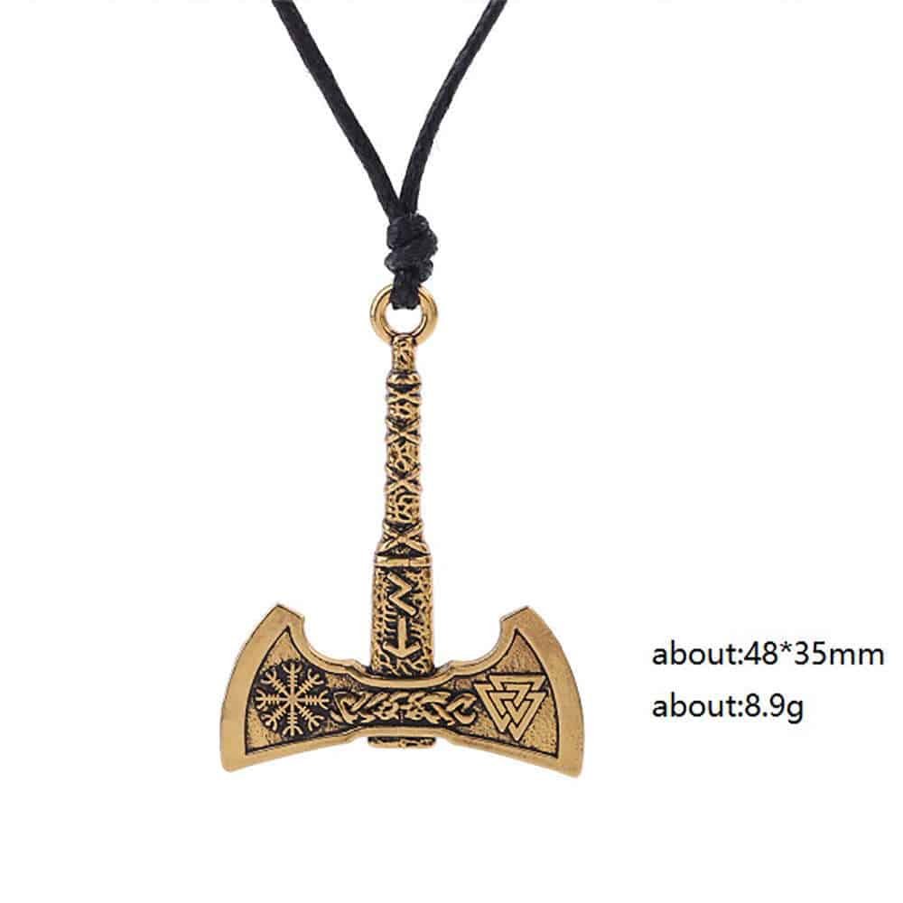 dimension Pendentif viking hache en alliage avec motifs