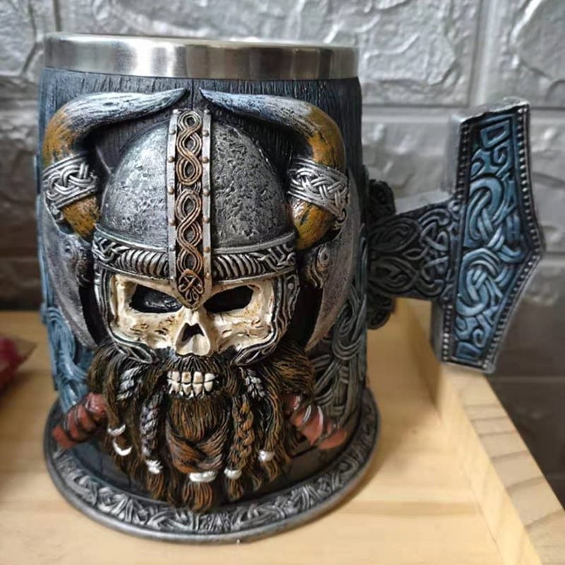 Chope de Bière Viking en Acier Inoxydable