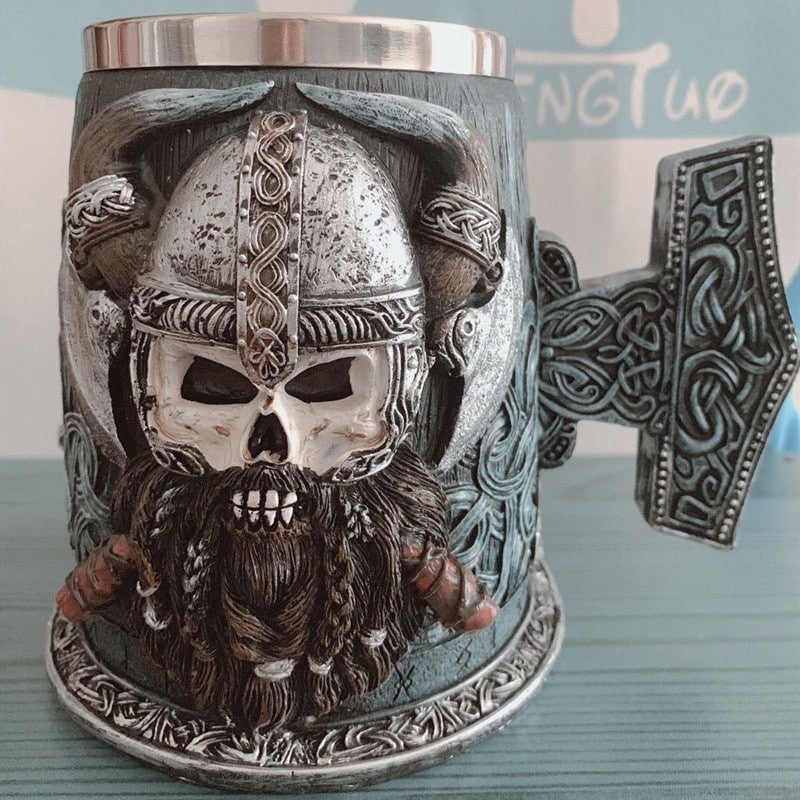 Chope de Bière Viking en Acier Inoxydable grande capacité