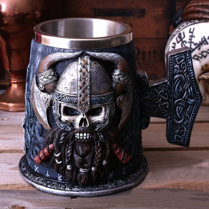 Chope de Bière Viking en Acier Inoxydable bleu