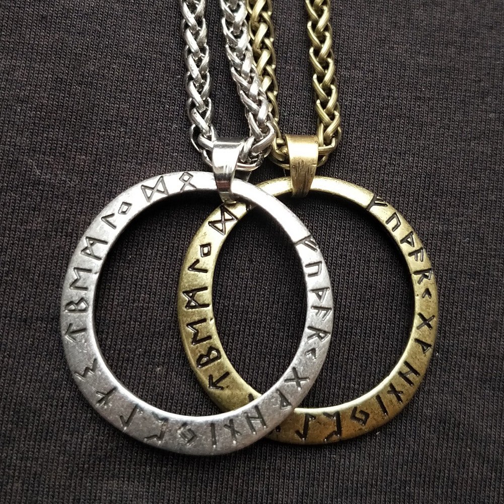 Collier Viking Runes en alliage robuste argenté et doré