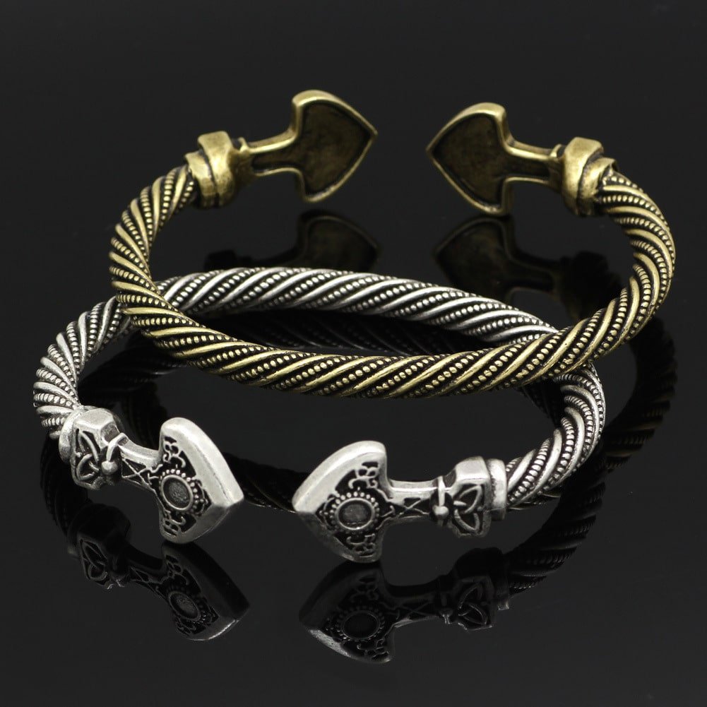 Bracelet viking torsadé en alliage doré et argenté