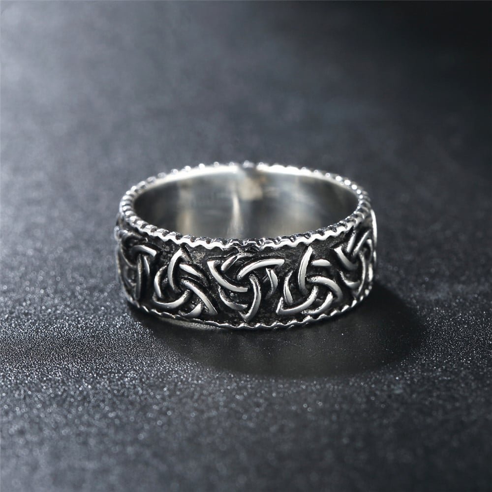 Bague Viking Motif Celtique Acier Inoxydable finition sombre