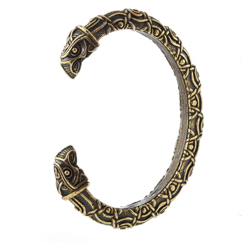 Bracelet Viking Motifs Tête d'Animal en métal robuste