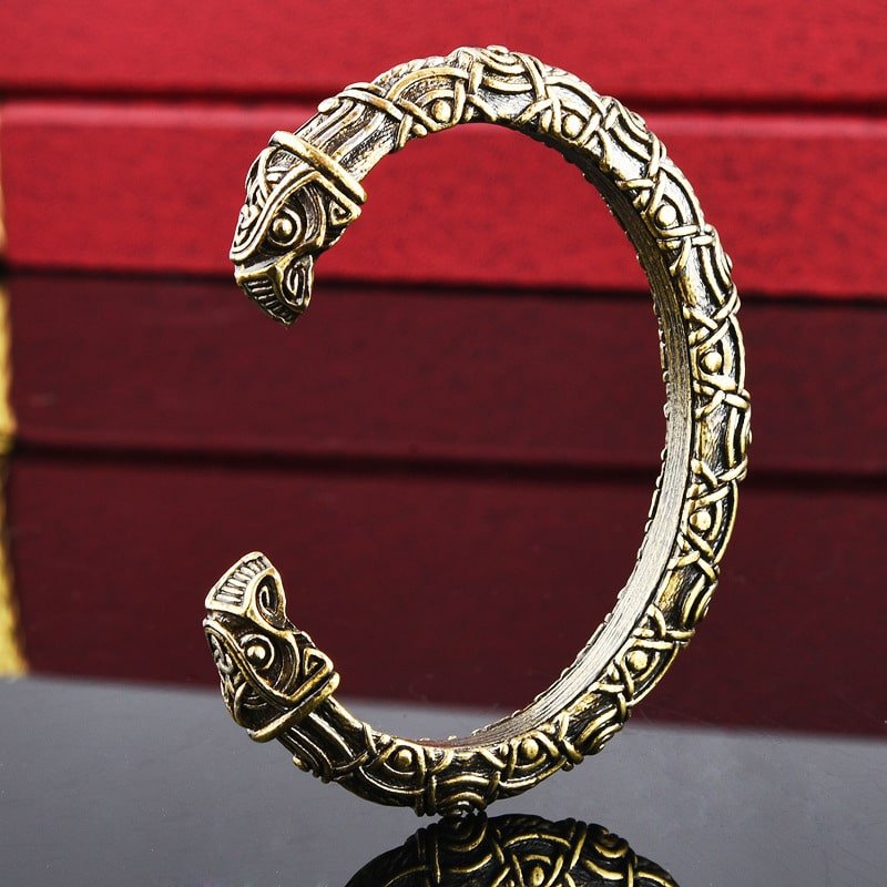 Bracelet Viking Motifs Tête d'Animal sculptée