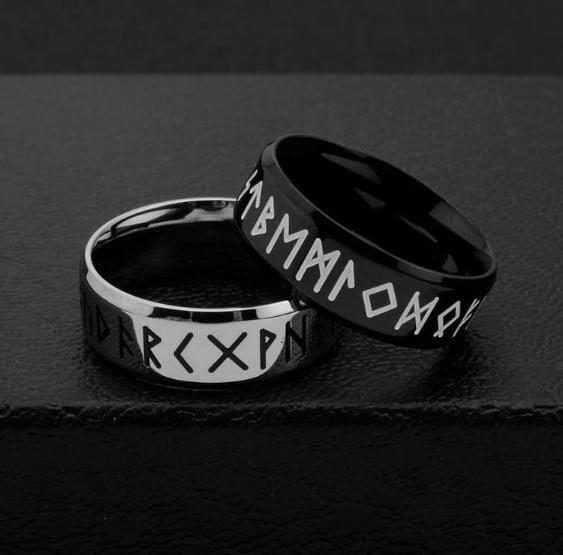 Bague Viking Runes en Acier Inoxydable unisexe