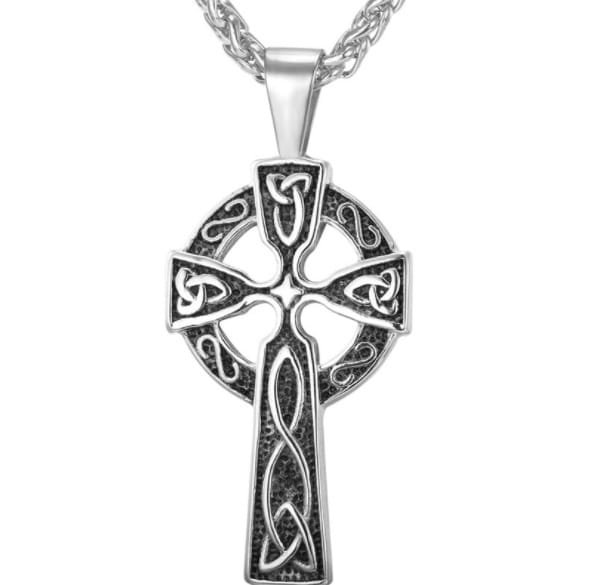 Pendentif Croix Celtique en Acier Inoxydable Plaqué argent