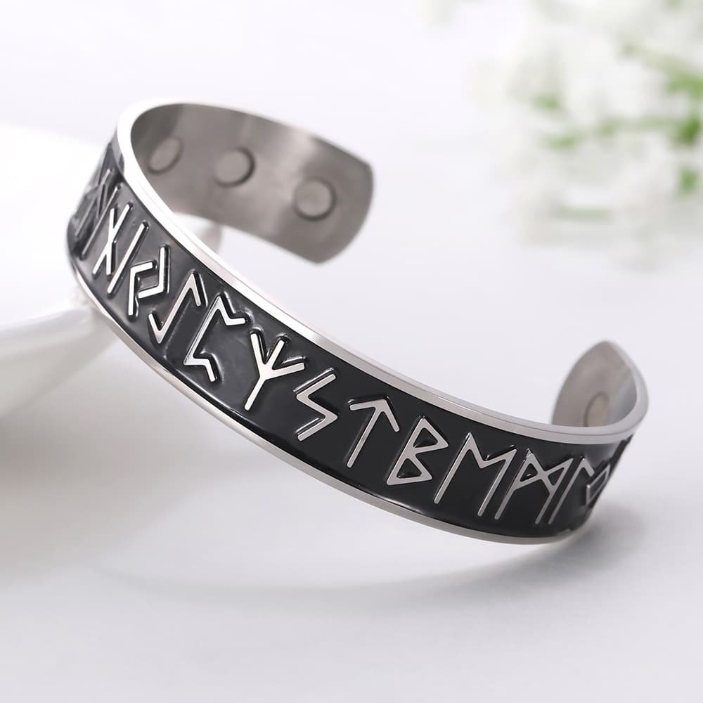 Bracelet Viking Runes en alliage robuste noir