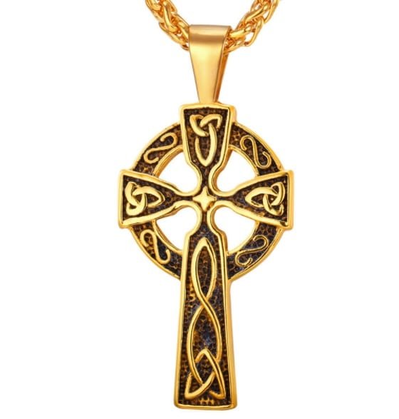 Pendentif Croix Celtique en Acier Inoxydable Plaqué Or