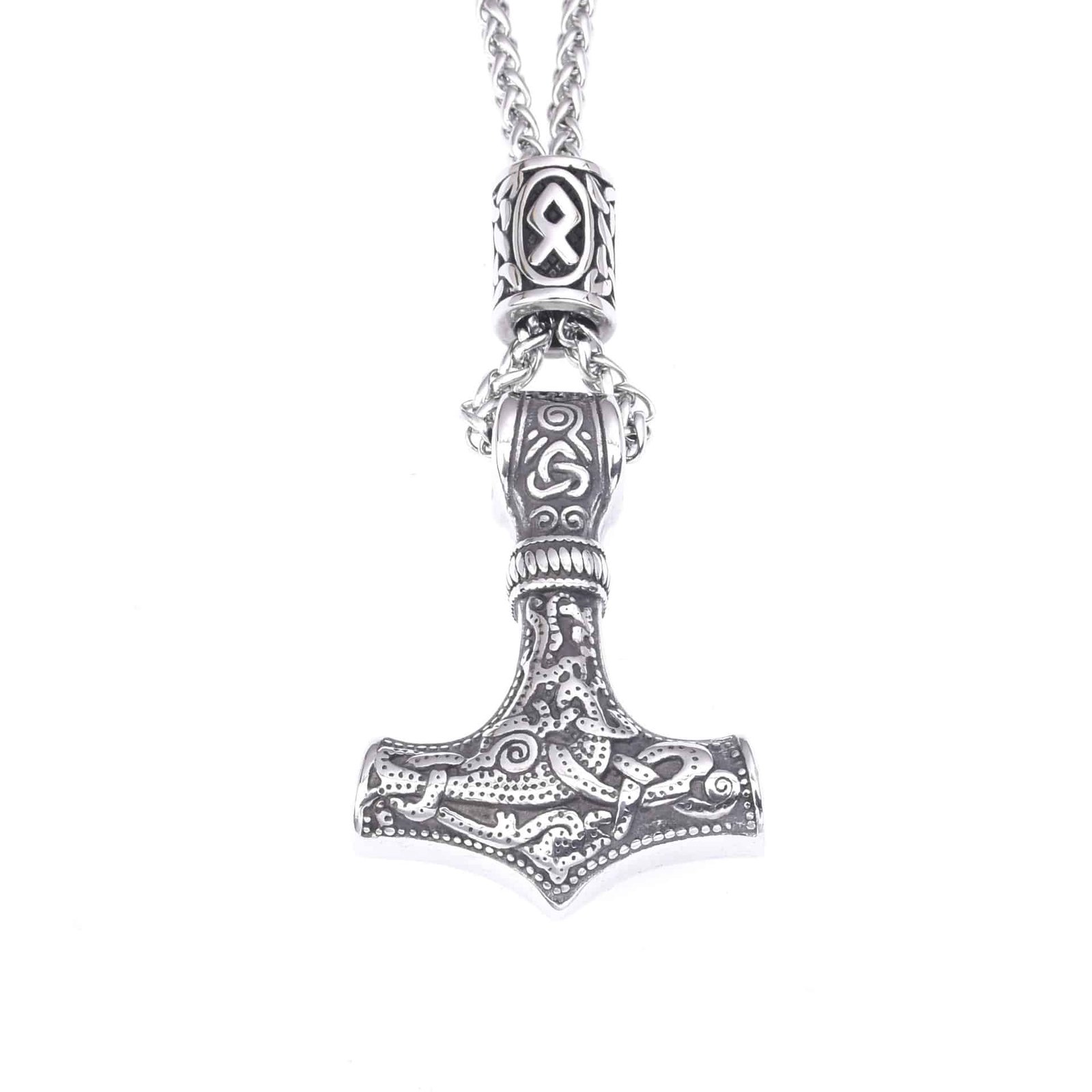 Pendentif Viking Géométrique en Acier Inoxydable argenté