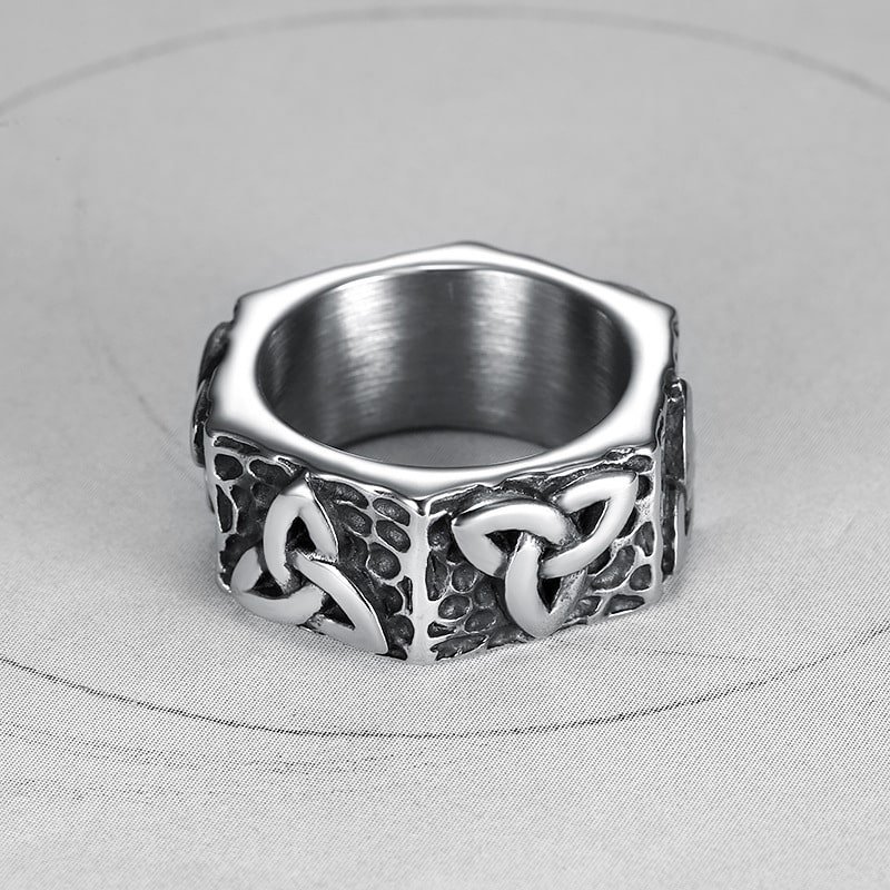 Bague viking en acier inoxydable avec motif triskel pour homme