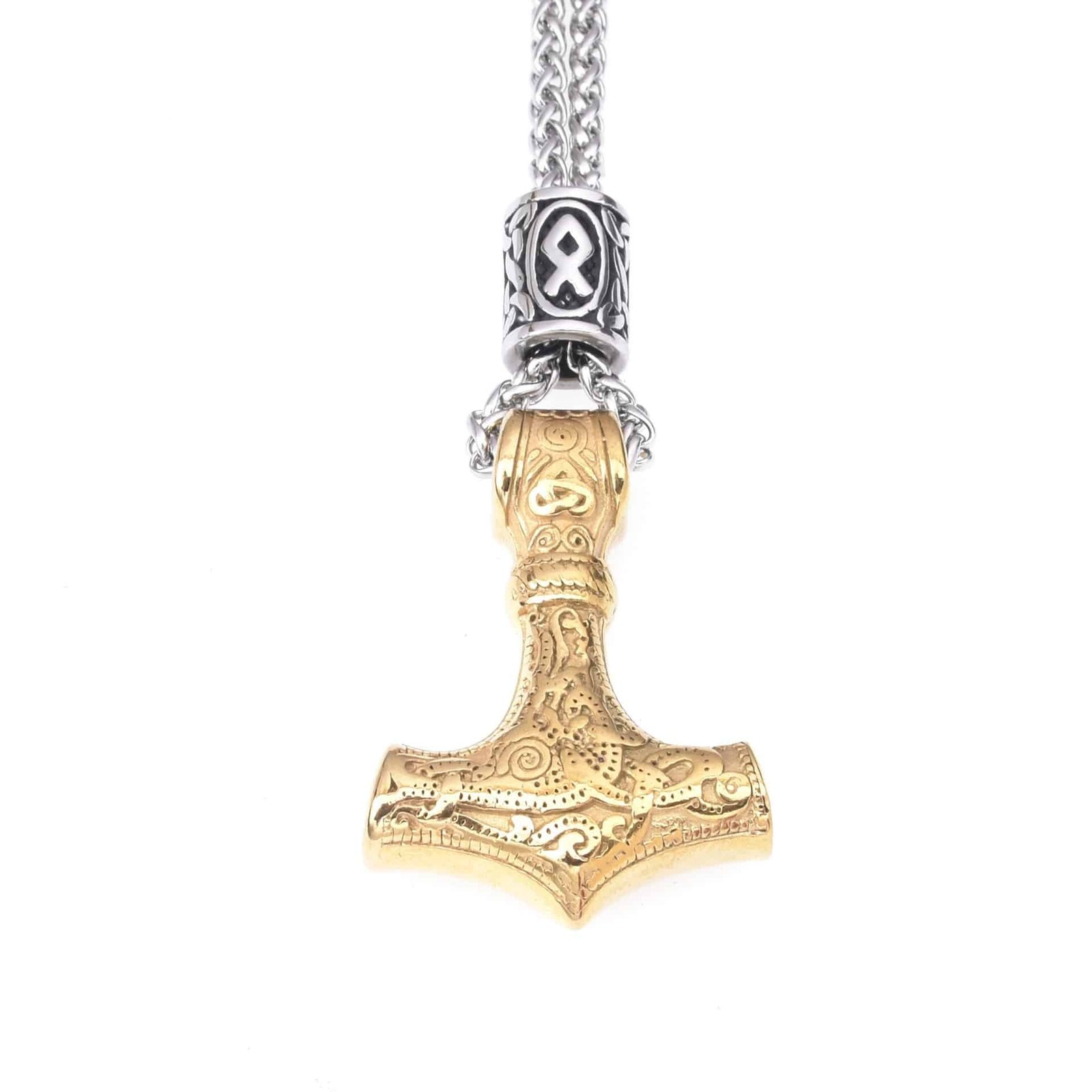 Pendentif Viking Géométrique en Acier Inoxydable couleur or et acier