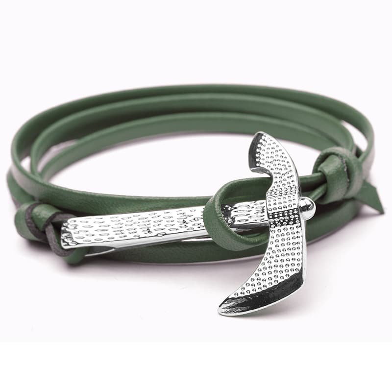 bracelet hache viking vert et argenté