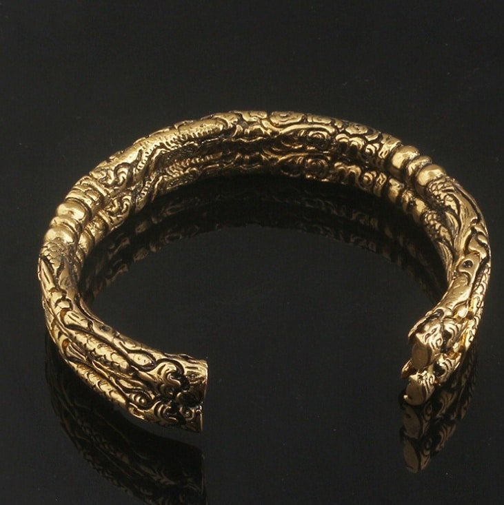 Bracelet Viking Baroque en alliage robuste doré