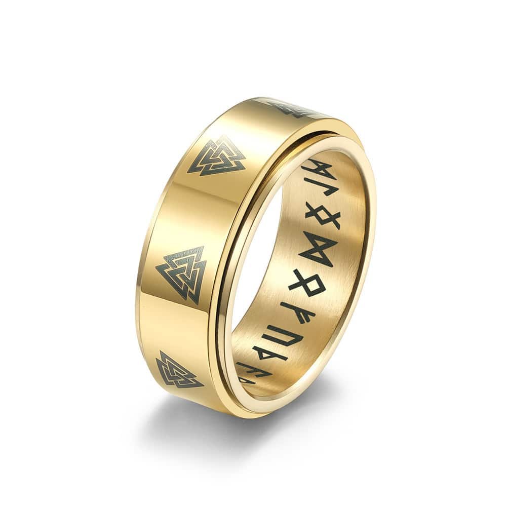 Bague viking en acier inoxydable avec runes