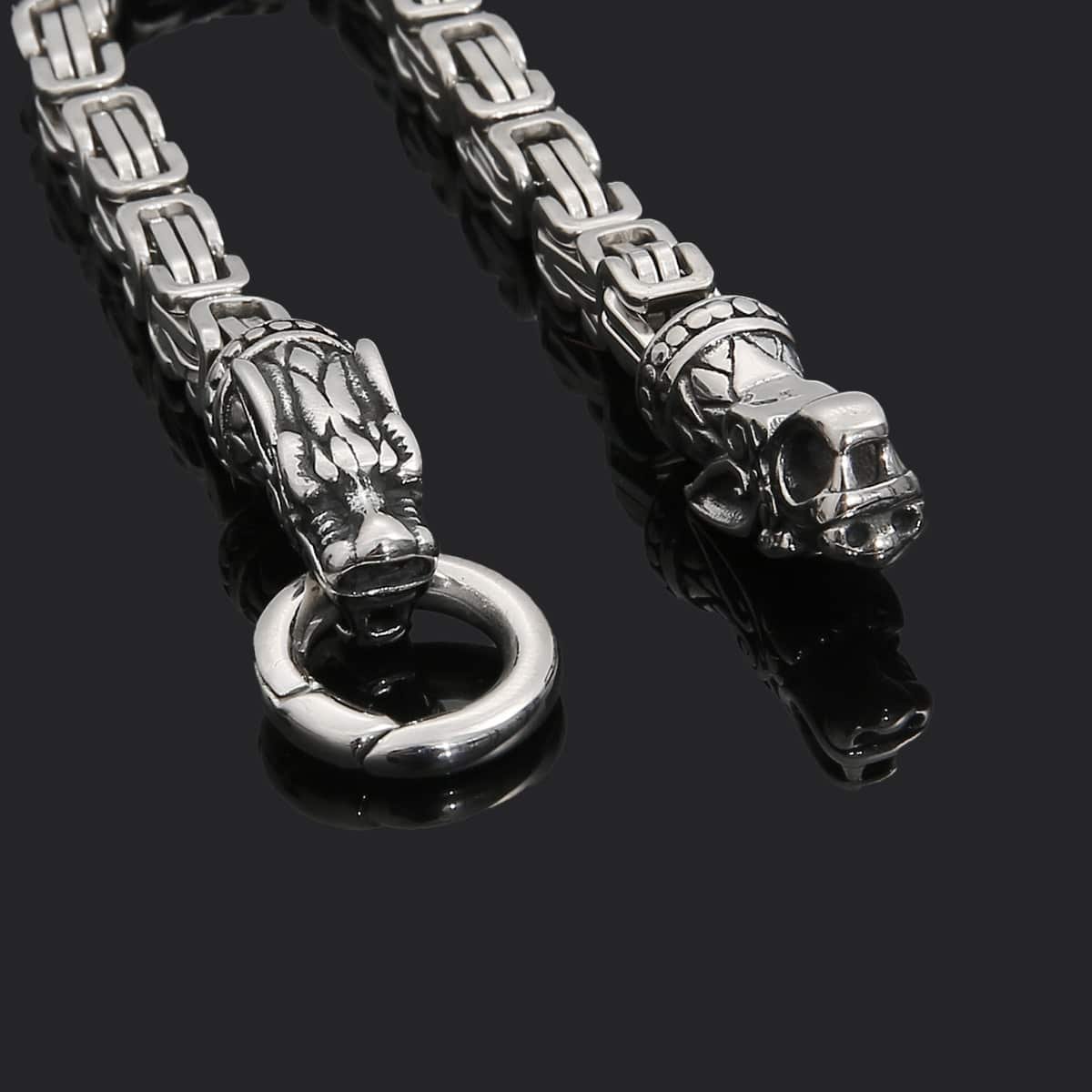 Bracelet Viking Tête de Dragon acier vintage