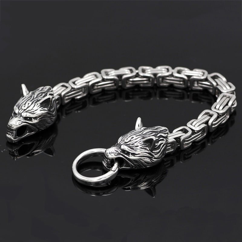 Bracelet Viking Loup en acier inoxydable robuste