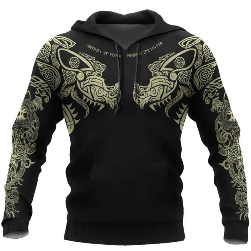 Sweat à capuche Viking avec motifs celtiques dorés