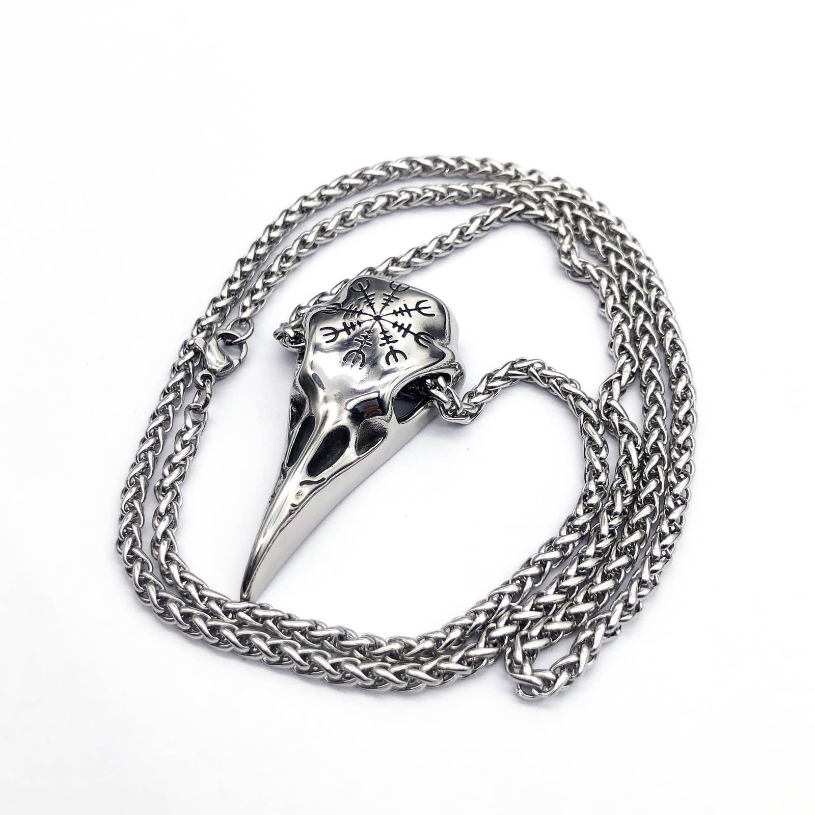 Pendentif Viking Crâne de Corbeau polie