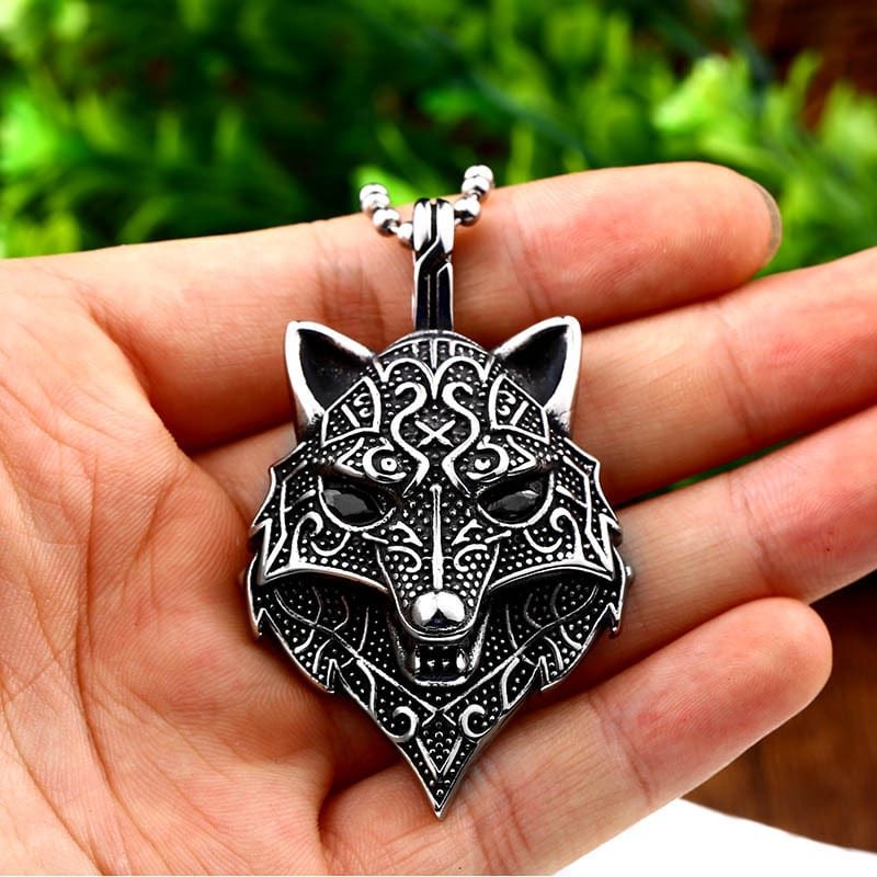 Pendentif Viking Tête de Loup finition noir