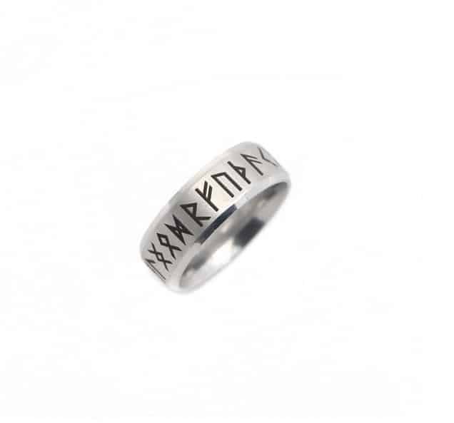 Bague Viking Runes en Acier Inoxydable argenté