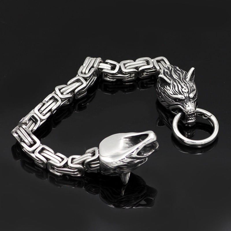 Bracelet Viking Loup Finition argentée
