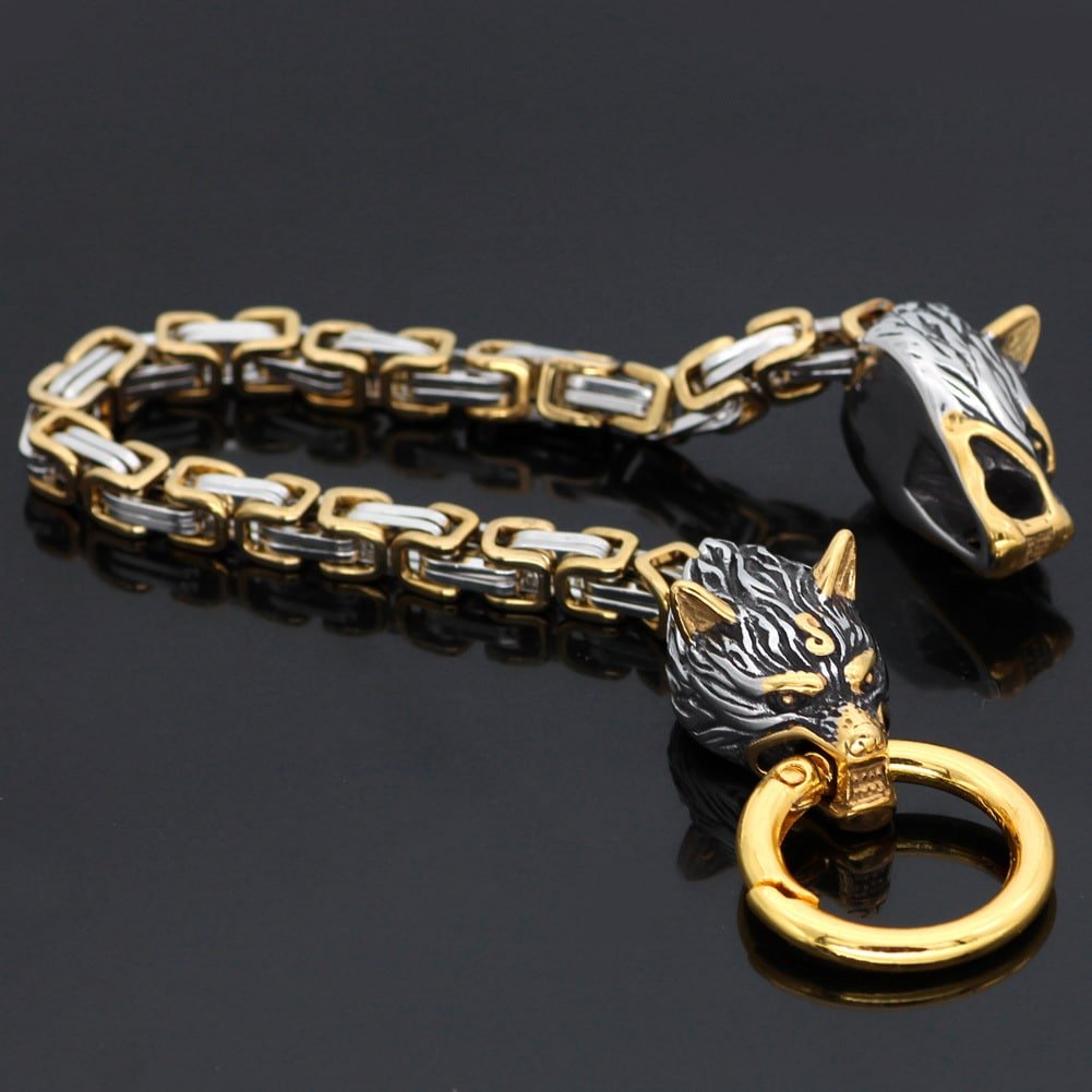 Bracelet Viking Tête de Loup style rétro