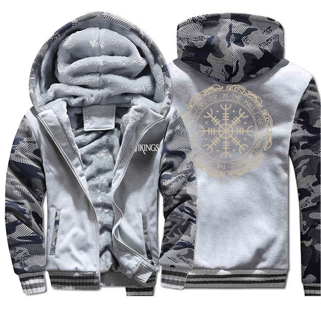 Sweat à capuche Viking Valhalla gris