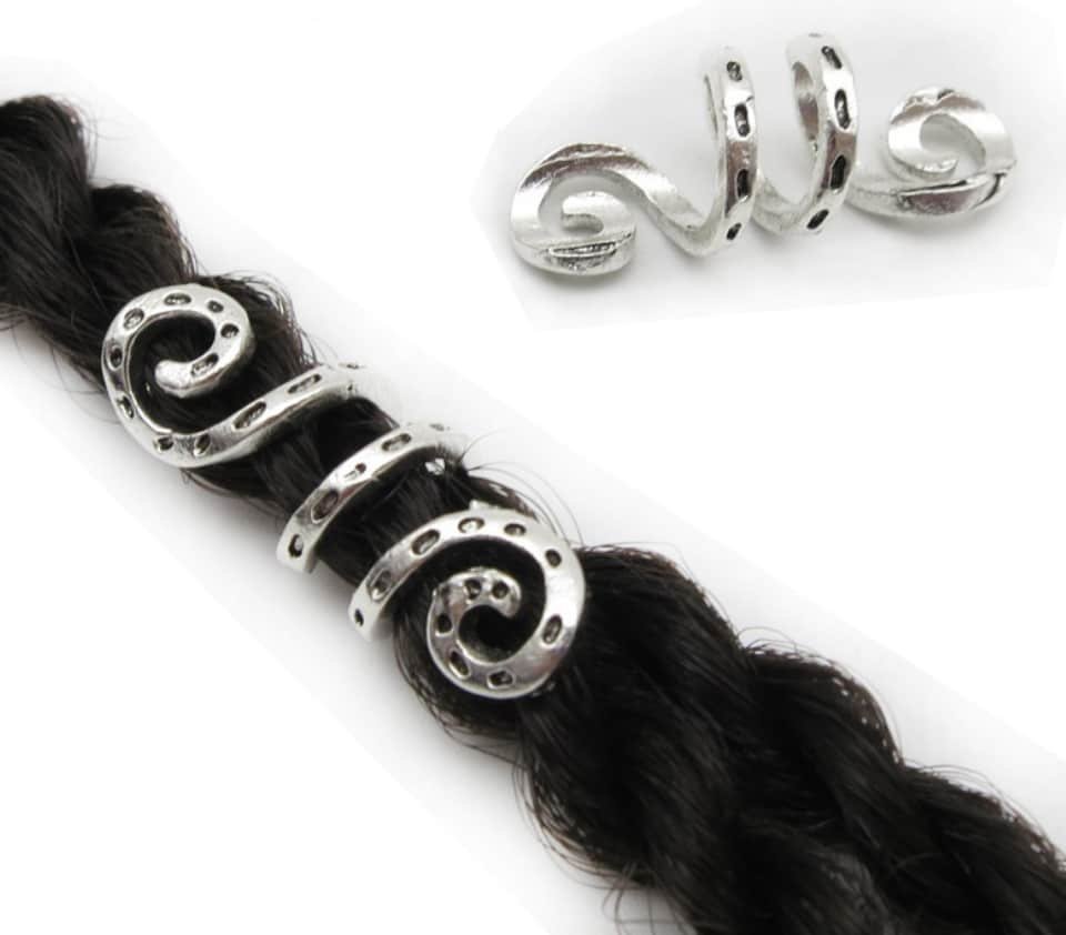 Bijoux de Cheveux Viking Spirales en Argent