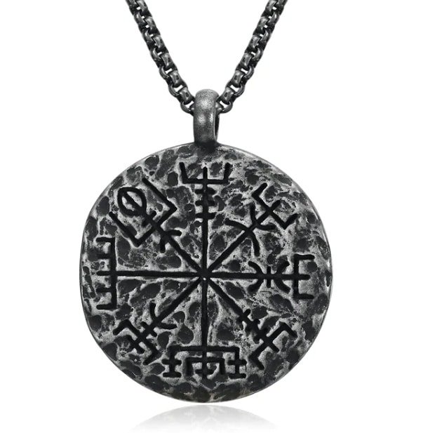 Pendentif Viking Vegvísir Finition vieillie