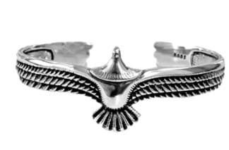 Bracelet viking en argent avec aigle argenté