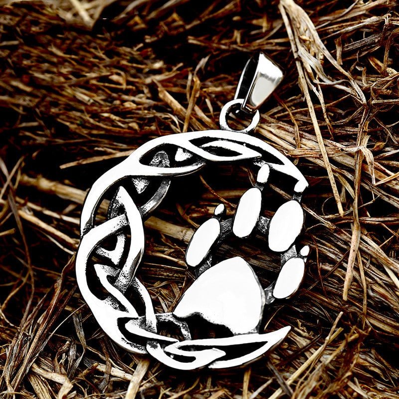 Pendentif viking patte de loup et nœud celtique