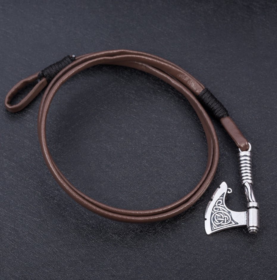 Bracelet Viking Hâche en Cuir robuste