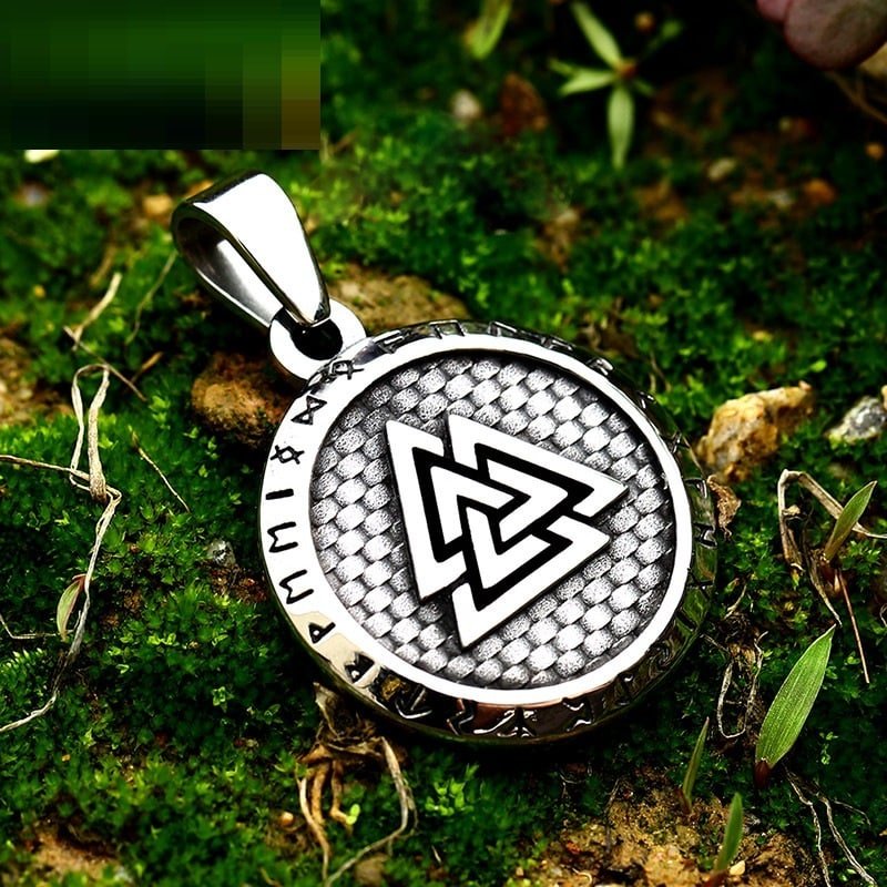 Pendentif Viking Valknut Symbole de Force en acier inoxydable