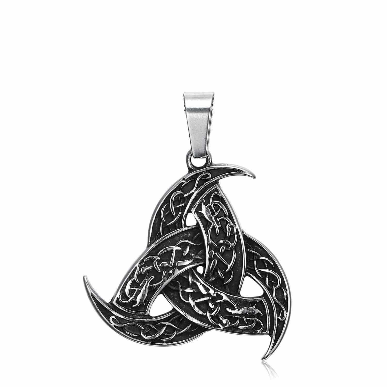 Pendentif viking en acier inoxydable avec motif triquetra élégent et symbolique