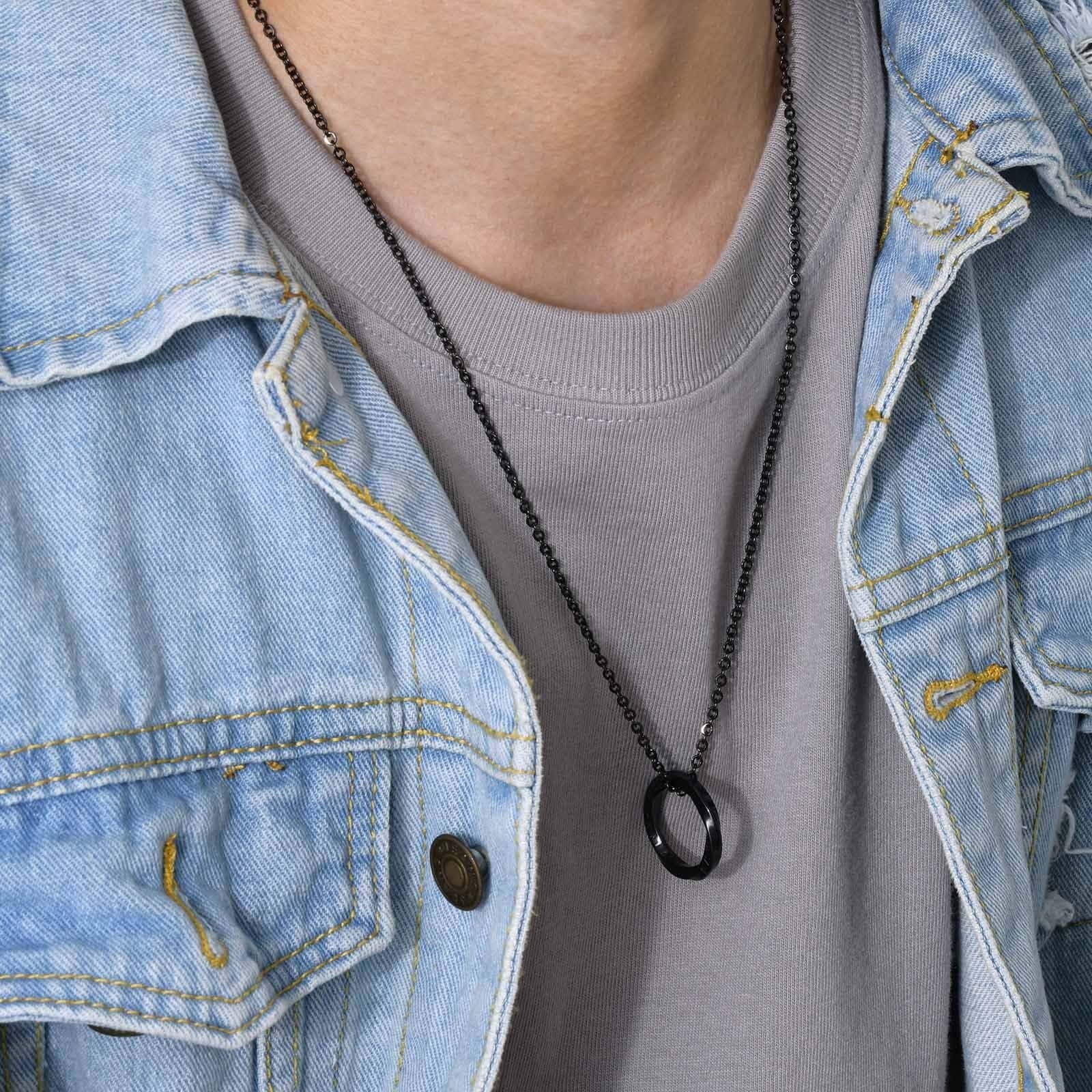 Collier Viking rond avec chaine noir