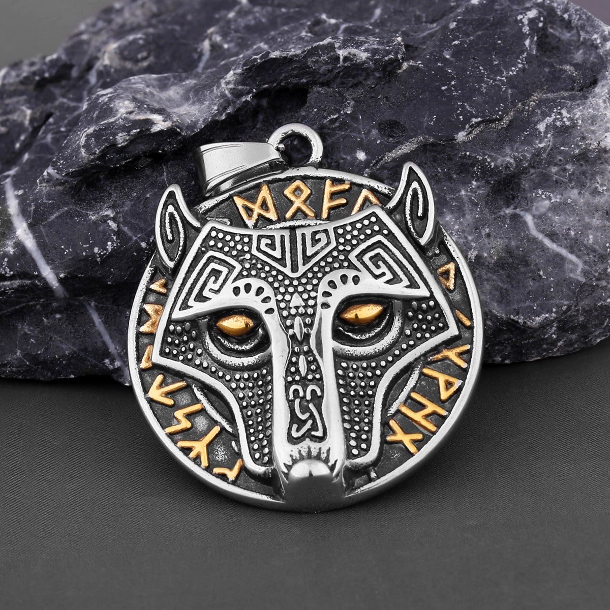 Pendentif viking tête de loup sans chaine