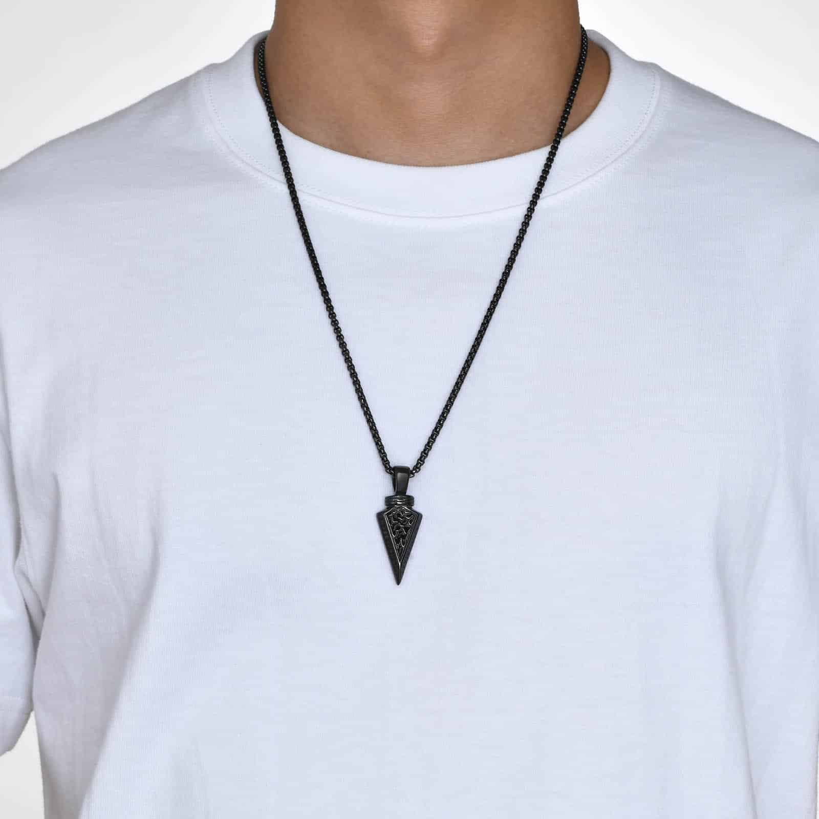 Pendentif Viking Géométrique en Acier Inoxydable avec chaine noir