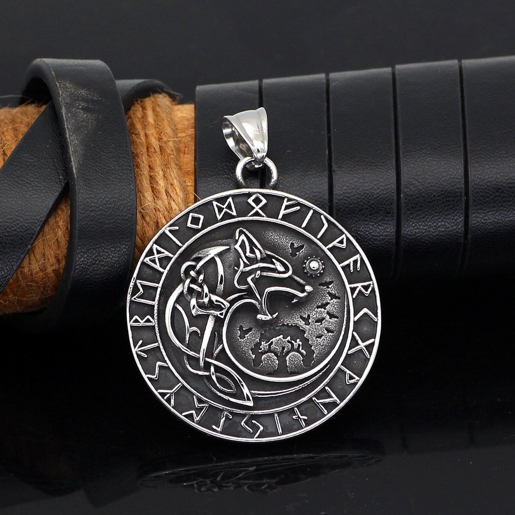 Pendentif Viking Loup gravé