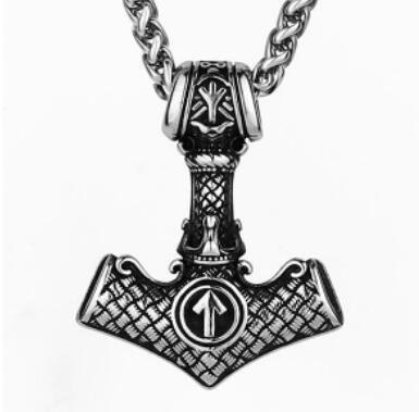 Pendentif Viking Marteau de Thor finition argenté