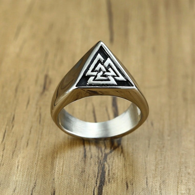 Bague Viking Valknut Acier Inoxydable et Doré