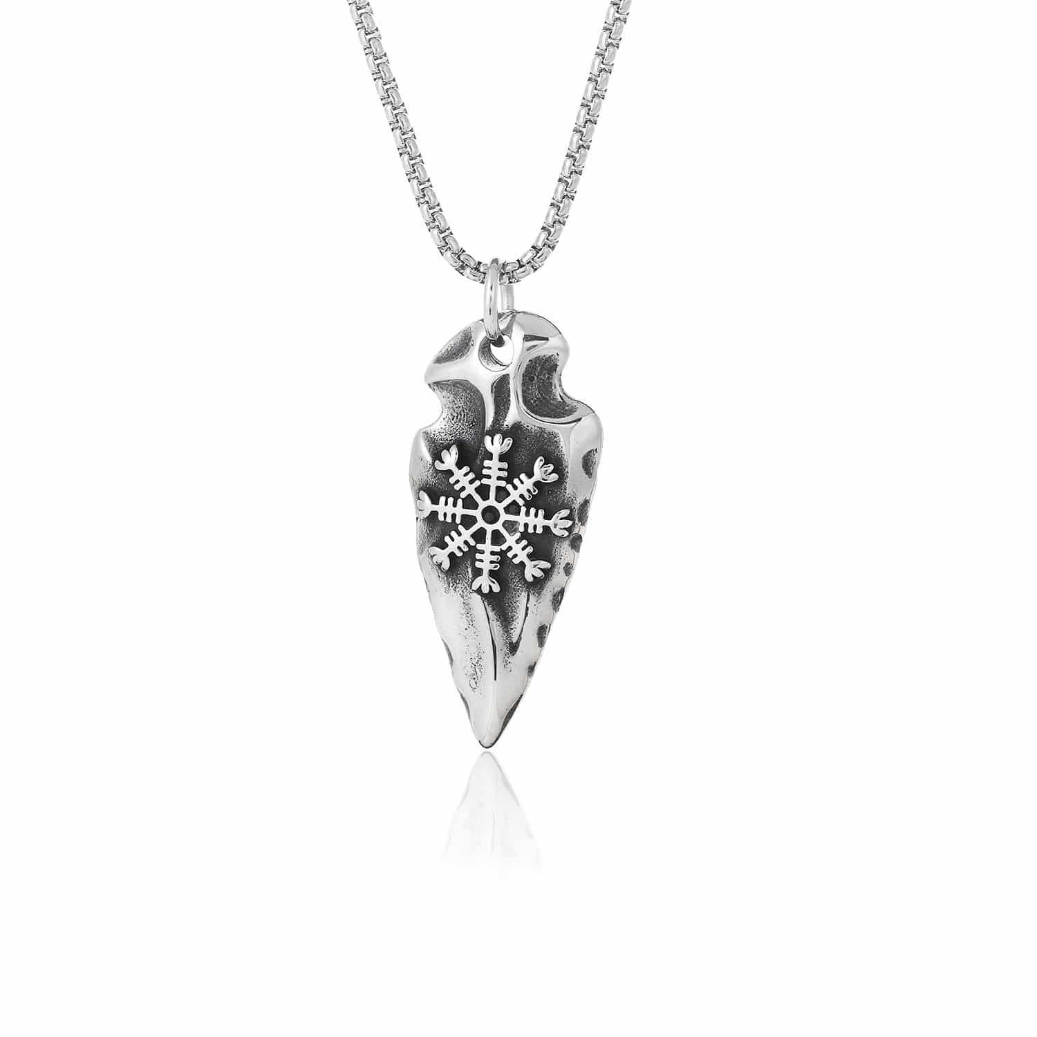 Pendentif Viking Tête de Flèche couleur argenté